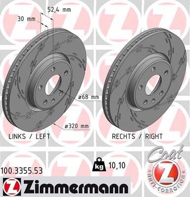 Zimmermann 100.3355.53 - Тормозной диск autospares.lv