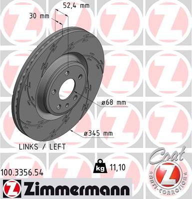 Zimmermann 100.3356.54 - Тормозной диск autospares.lv