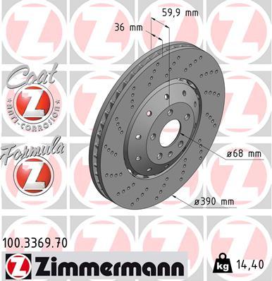 Zimmermann 100.3369.70 - Тормозной диск autospares.lv