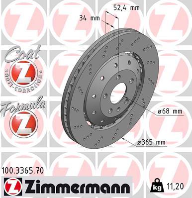 Zimmermann 100.3365.70 - Тормозной диск autospares.lv