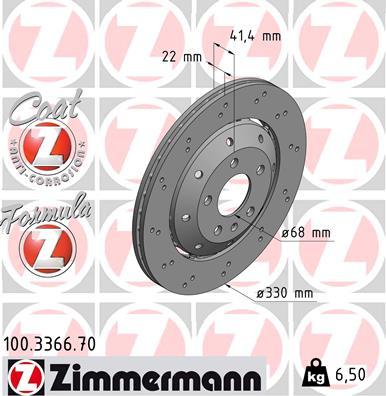 Zimmermann 100.3366.70 - Тормозной диск autospares.lv