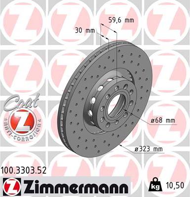 Zimmermann 100.3303.52 - Тормозной диск autospares.lv