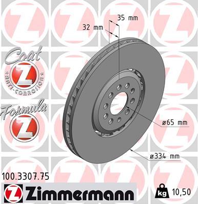 Zimmermann 100.3307.75 - Тормозной диск autospares.lv