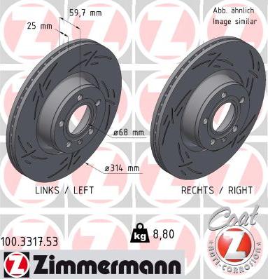 Zimmermann 100.3317.53 - Тормозной диск autospares.lv