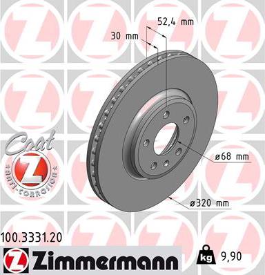Zimmermann 100.3331.20 - Тормозной диск autospares.lv