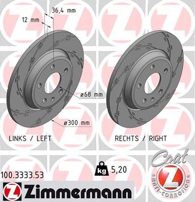 Zimmermann 100.3333.53 - Тормозной диск autospares.lv