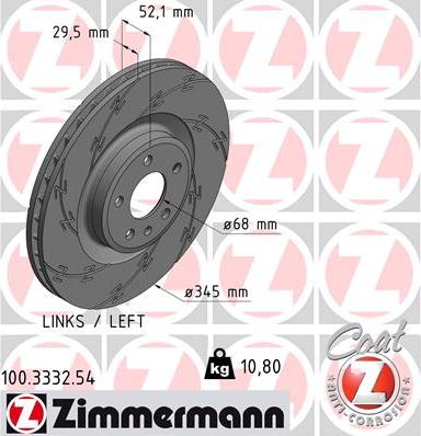 Zimmermann 100.3332.54 - Тормозной диск autospares.lv