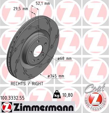 Zimmermann 100.3332.55 - Тормозной диск autospares.lv