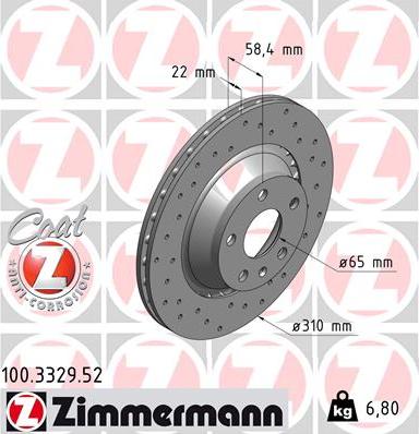Zimmermann 100.3329.52 - Тормозной диск autospares.lv