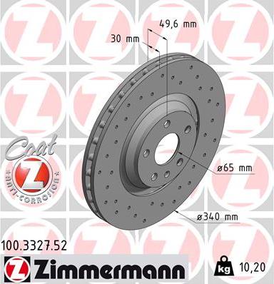 Zimmermann 100.3327.52 - Тормозной диск autospares.lv