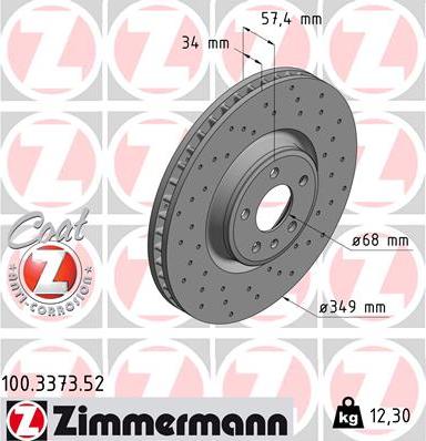 Zimmermann 100.3373.52 - Тормозной диск autospares.lv