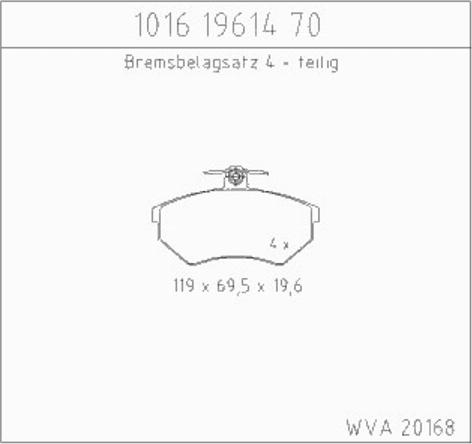 Zimmermann 10161961470 - Тормозные колодки, дисковые, комплект autospares.lv