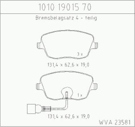 Zimmermann 10101901570 - Тормозные колодки, дисковые, комплект autospares.lv