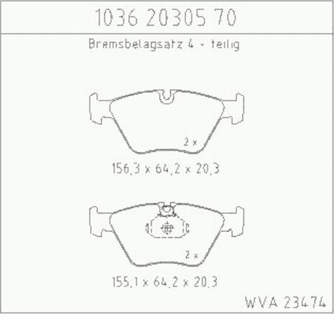 Zimmermann 1036.20305.70 - Тормозные колодки, дисковые, комплект autospares.lv
