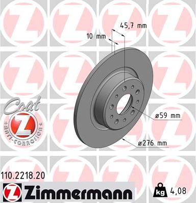 Zimmermann 110.2218.20 - Тормозной диск autospares.lv