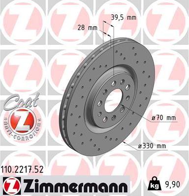 Zimmermann 110.2217.52 - Тормозной диск autospares.lv