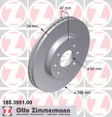 Zimmermann 185.3951.00 - Тормозной диск autospares.lv