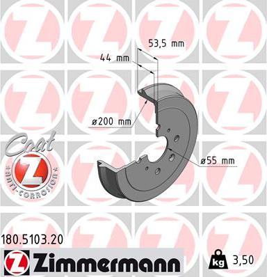 Zimmermann 180.5103.20 - Тормозной барабан autospares.lv