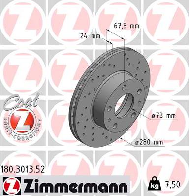 Zimmermann 180.3013.52 - Тормозной диск autospares.lv