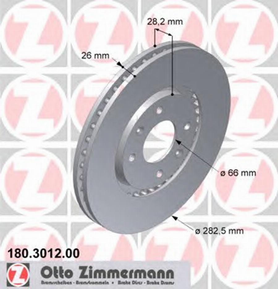 Zimmermann 180.3012.00 - Тормозной диск autospares.lv