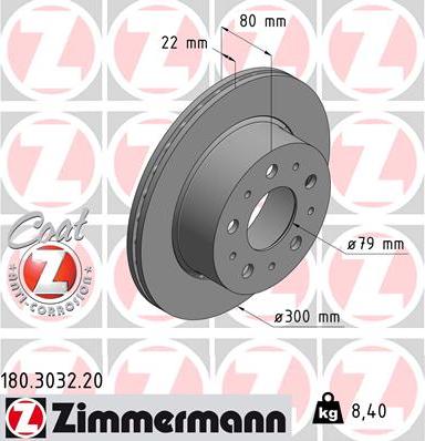 Zimmermann 180.3032.20 - Тормозной диск autospares.lv