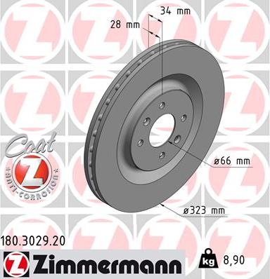 Zimmermann 180.3029.20 - Тормозной диск autospares.lv