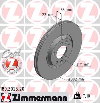 Zimmermann 180.3025.20 - Тормозной диск autospares.lv