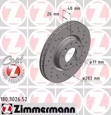 Zimmermann 180.3026.52 - Тормозной диск autospares.lv