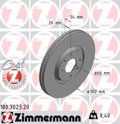 Zimmermann 180.3023.20 - Тормозной диск autospares.lv