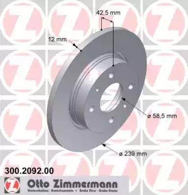 Zimmermann 300.2092.00 - Тормозной диск autospares.lv