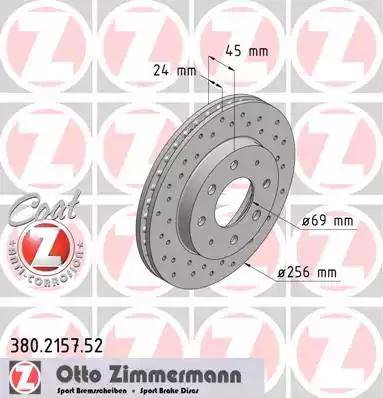 Zimmermann 380.2157.52 - Тормозной диск autospares.lv