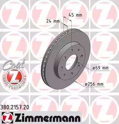 Zimmermann 380.2157.20 - Тормозной диск autospares.lv