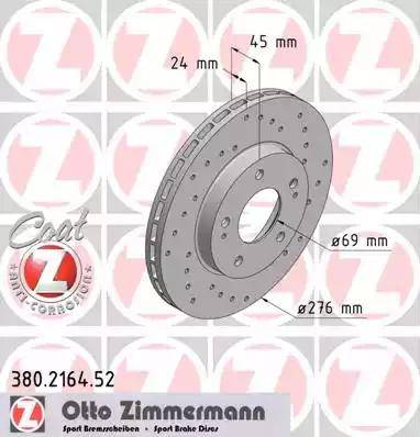Zimmermann 380.2164.52 - Тормозной диск autospares.lv