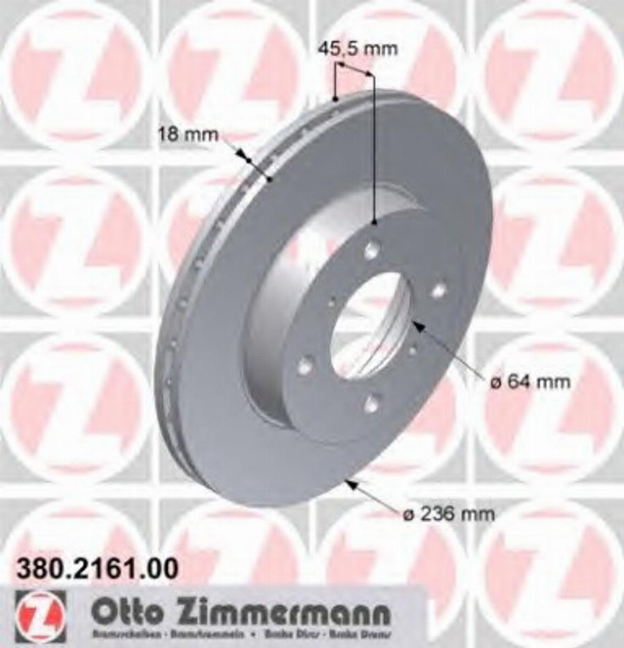 Zimmermann 380.2161.00 - Тормозной диск autospares.lv
