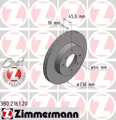 Zimmermann 380.2161.20 - Тормозной диск autospares.lv