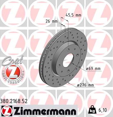 Zimmermann 380.2168.52 - Тормозной диск autospares.lv