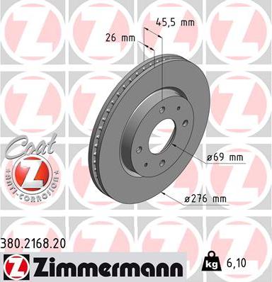 Zimmermann 380.2168.20 - Тормозной диск autospares.lv