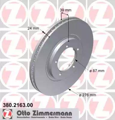 Zimmermann 380.2163.00 - Тормозной диск autospares.lv