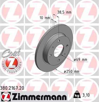 Zimmermann 380.2167.20 - Тормозной диск autospares.lv