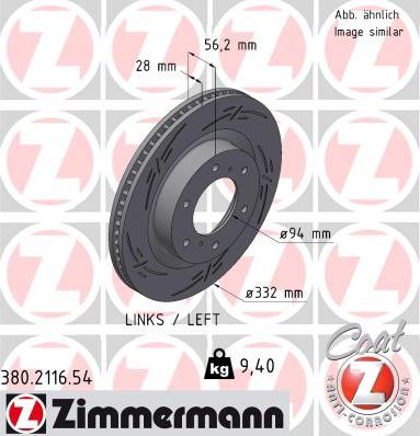 Zimmermann 380.2116.54 - Тормозной диск autospares.lv