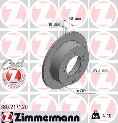 Zimmermann 380.2171.20 - Тормозной диск autospares.lv