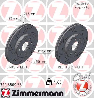 Zimmermann 320.3809.53 - Тормозной диск autospares.lv