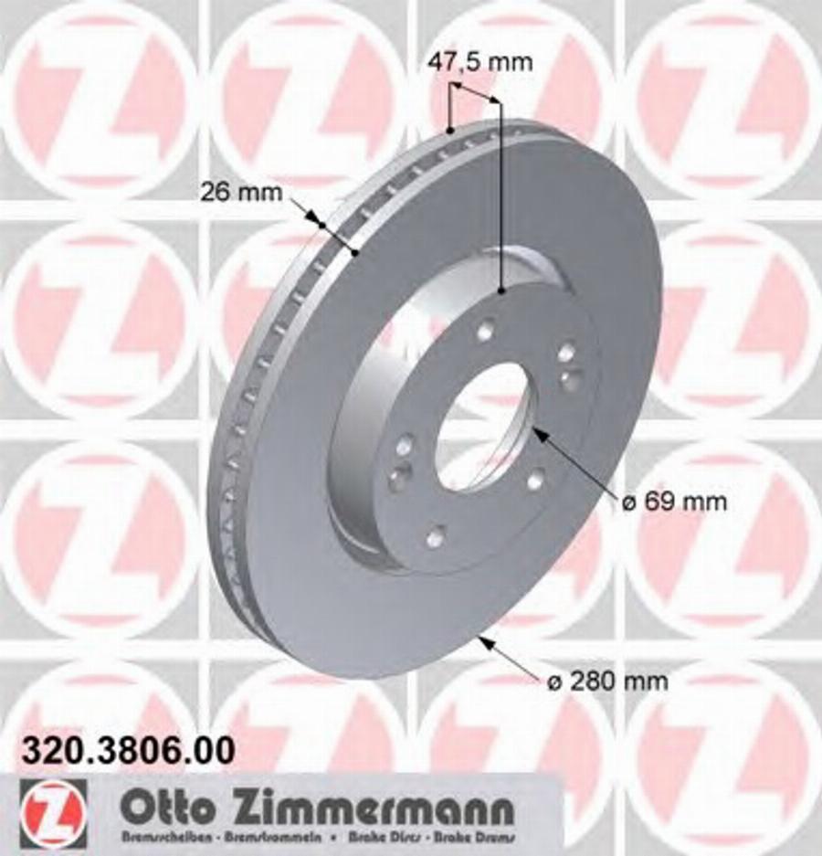 Zimmermann 320.3806.00 - Тормозной диск autospares.lv