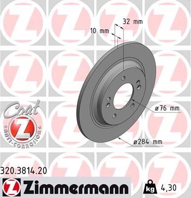 Zimmermann 320.3814.20 - Тормозной диск autospares.lv