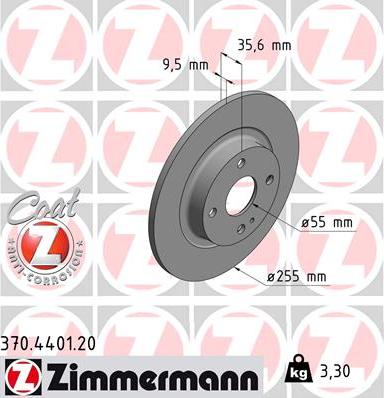 Zimmermann 370.4401.20 - Тормозной диск autospares.lv