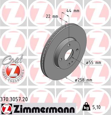 Zimmermann 370.3057.20 - Тормозной диск autospares.lv