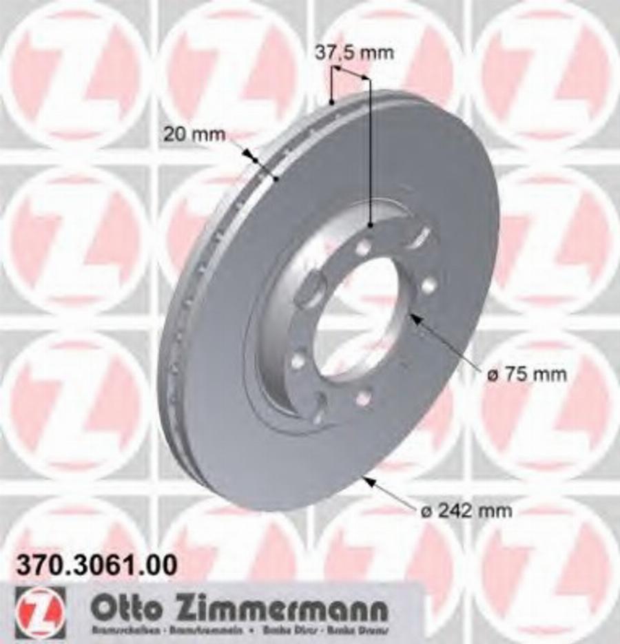 Zimmermann 370306100 - Тормозной диск autospares.lv