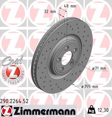 Zimmermann 290.2264.52 - Тормозной диск autospares.lv