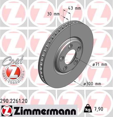 Zimmermann 290.2261.20 - Тормозной диск autospares.lv