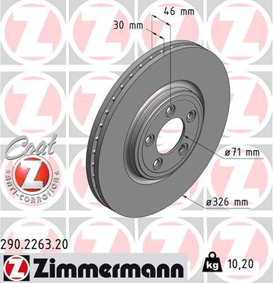 Zimmermann 290.2263.20 - Тормозной диск autospares.lv